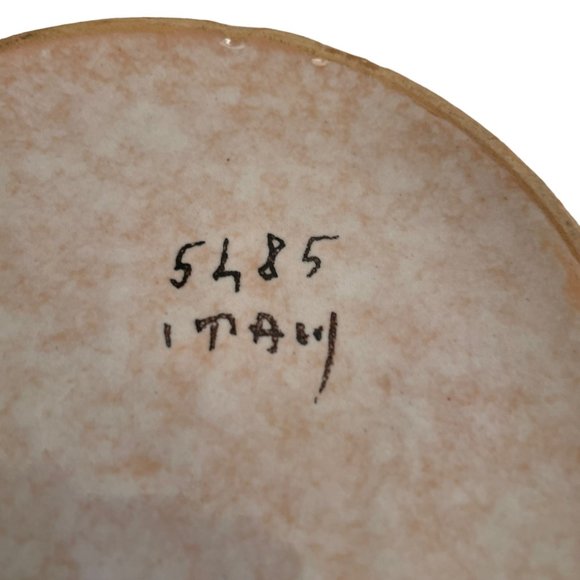 Vintage Italian Hand Craft Pottery Bowl Gold Edges Italy 5485 Blue Red Flower Se - Picture 5 of 8